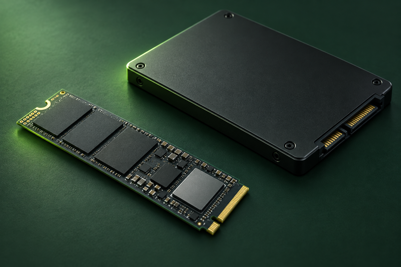 Накопители M.2 NVMe и SATA — иллюстрация услуги ремонта SSD